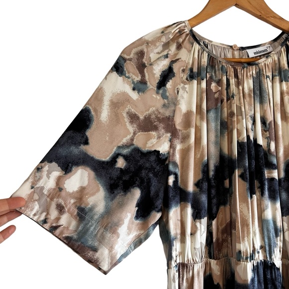 NWT Minimum Yolas midi dress, short sleeves a-line skirt & elastic waist size XL - Picture 8 of 16